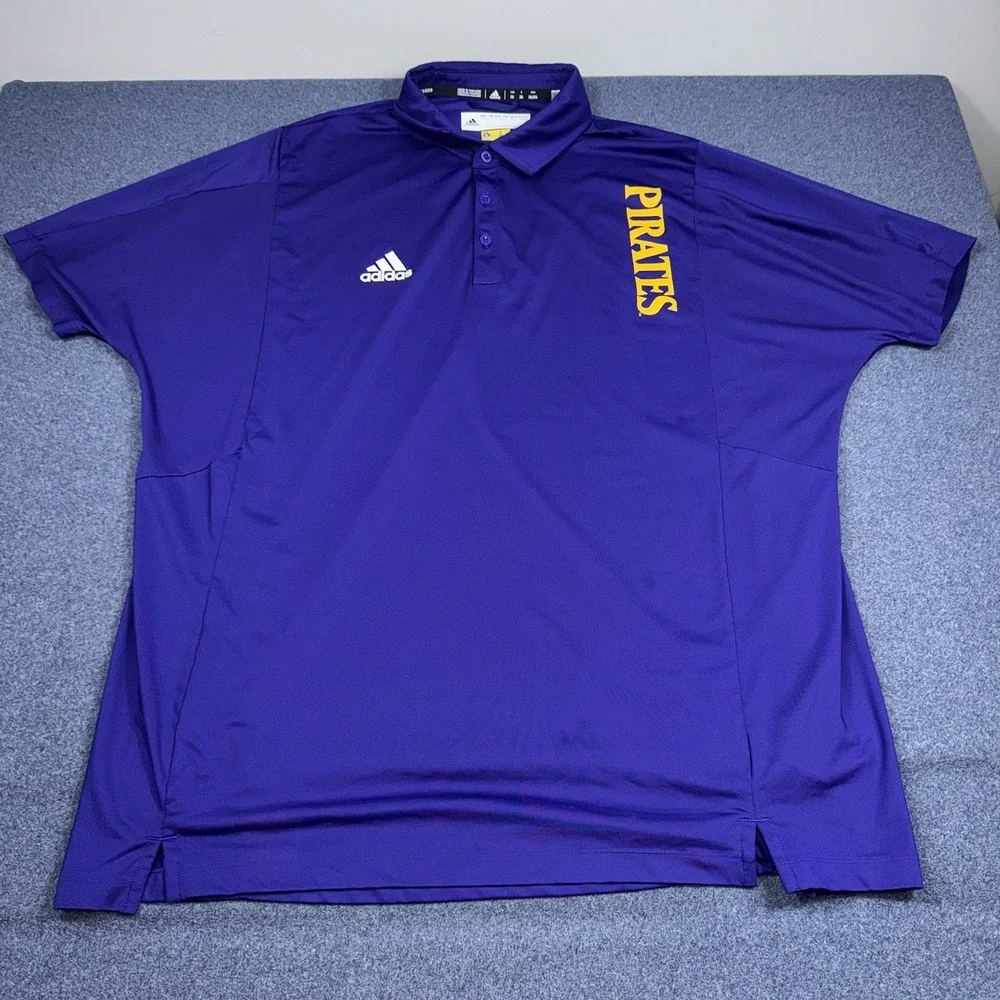 Adidas ECU Pirates Polo Shirt Purple Climalite 2XL East Carolina University